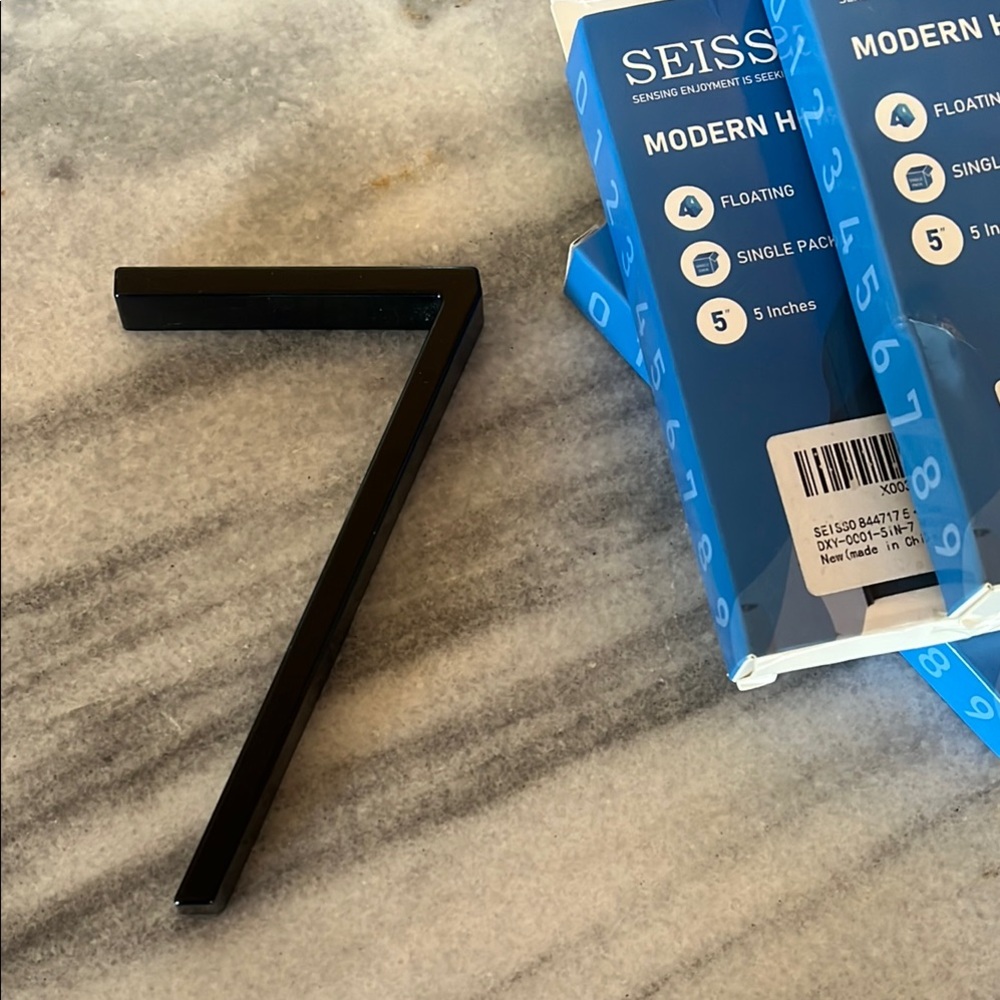 Black Modern House Number 7 set of 3